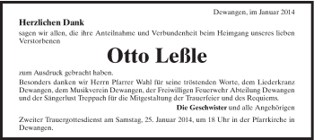 Traueranzeige von Otto Leßle von Schwäbische Post