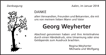 Traueranzeige von Georg Weyherter von Schwäbische Post