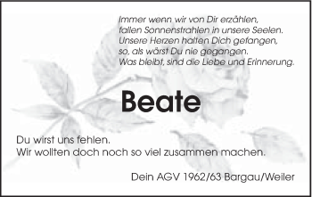 Traueranzeige von Beate  von Gmünder Tagespost