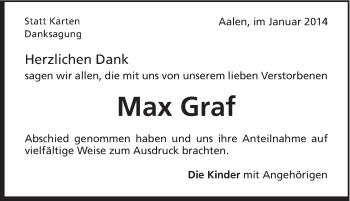Traueranzeige von Max Graf von Schwäbische Post