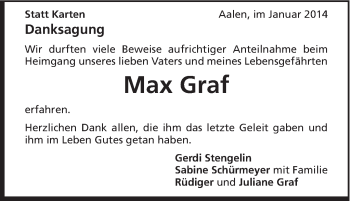 Traueranzeige von Max Graf von Schwäbische Post