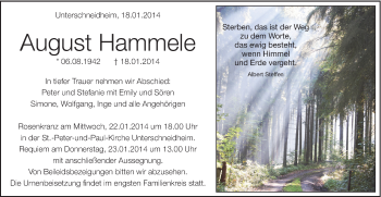 Traueranzeige von August Hammele von Schwäbische Post