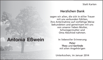 Traueranzeige von Antonia Eßwein von Schwäbische Post