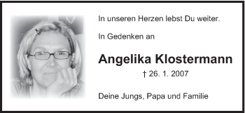 Traueranzeige von Angelika Klostermann von Schwäbische Post