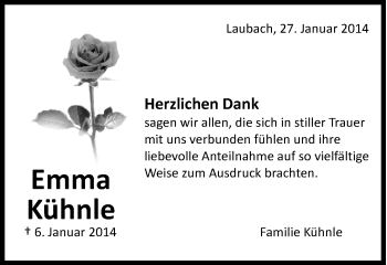 Traueranzeige von Emma Kühnle von Schwäbische Post