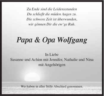 Traueranzeige von Wolfgang Gentner von Schwäbische Post