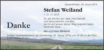 Traueranzeige von Stefan Weiland von Schwäbische Post