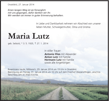 Traueranzeige von Maria Lutz von Schwäbische Post