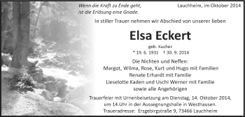 Traueranzeige von Elsa Eckert von Schwäbische Post