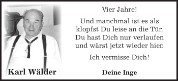 Traueranzeige von Karl Wälder von Schwäbische Post