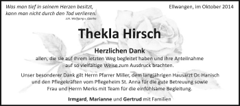 Traueranzeige von Thekla Hirsch von Schwäbische Post