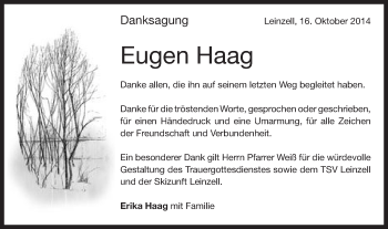 Traueranzeige von Eugen Haag von Gmünder Tagespost