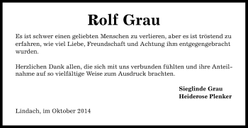 Traueranzeige von Rolf Grau von Gmünder Tagespost