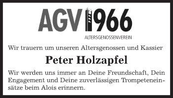 Traueranzeige von Peter Holzapfel von Gmünder Tagespost