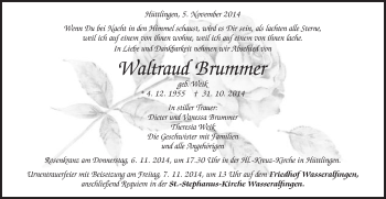 Traueranzeige von Waltraud Brummer von Schwäbische Post