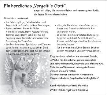 Traueranzeige von Bernhard Hölldampf von Gmünder Tagespost