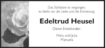 Traueranzeige von Edeltrud Heusel von Schwäbische Post