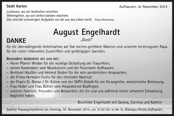 Traueranzeige von August Engelhardt von Schwäbische Post
