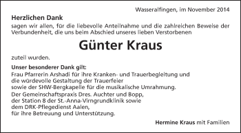 Traueranzeige von Günter Kraus von Schwäbische Post