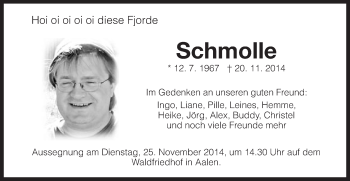 Traueranzeige von Schmolle  von Schwäbische Post