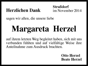 Traueranzeige von Margareta Herzel von Gmünder Tagespost