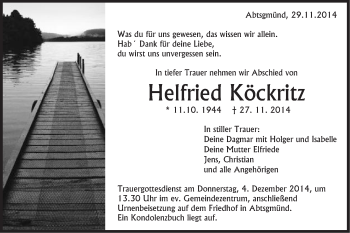 Traueranzeige von Helfried Köckritz von Schwäbische Post