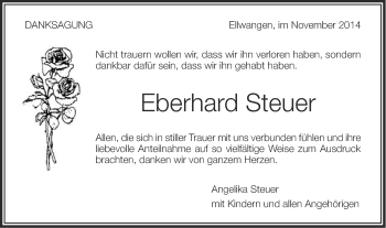Traueranzeige von Eberhard Steuer von Schwäbische Post