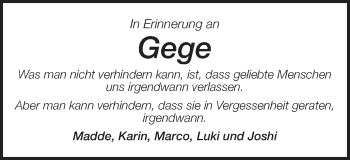 Traueranzeige von Gerhard Apprich von Schwäbische Post