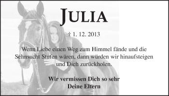 Traueranzeige von Julia Diemer von Schwäbische Post