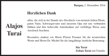 Traueranzeige von Alajos Turai von Gmünder Tagespost
