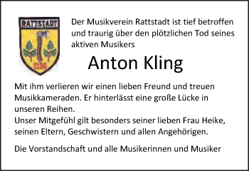 Traueranzeige von Anton Kling von Schwäbische Post