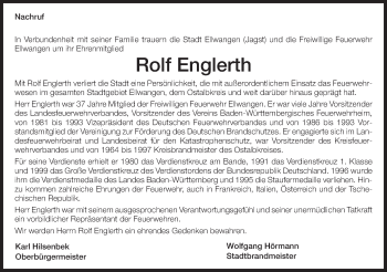 Traueranzeige von Rolf Englerth von Schwäbische Post