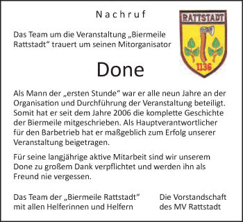 Traueranzeige von Done Kling von Schwäbische Post
