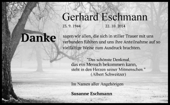 Traueranzeige von Gerhard Eschmann von Schwäbische Post
