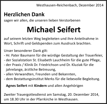 Traueranzeige von Michael Seifert von Schwäbische Post