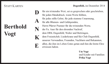 Traueranzeige von Berthold Vogt von Gmünder Tagespost