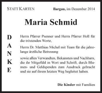 Traueranzeige von Maria Schmid von Gmünder Tagespost