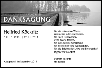 Traueranzeige von Helfried Köckritz von Schwäbische Post