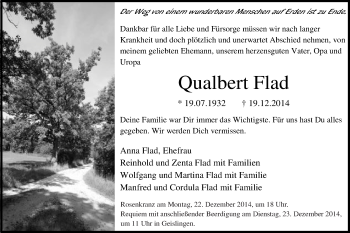 Traueranzeige von Qualbert Flad von Schwäbische Post