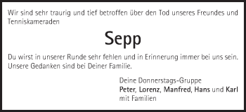 Traueranzeige von Sepp  von Schwäbische Post