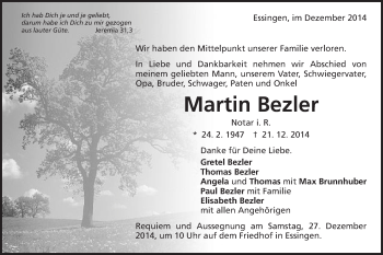 Traueranzeige von Martin Bezler von Schwäbische Post