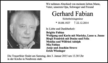 Traueranzeige von Gerhard Fabian von Schwäbische Post