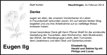 Traueranzeige von Eugen Ilg von Gmünder Tagespost