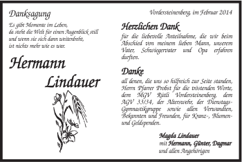 Traueranzeige von Hermann Lindauer von Gmünder Tagespost