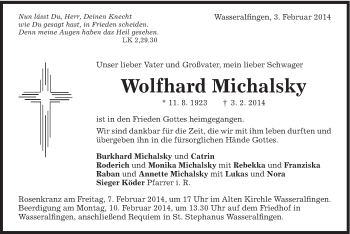Traueranzeige von LWolfhard Michalsky von Schwäbische Post