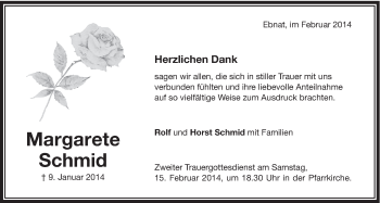 Traueranzeige von Margarete Schmid von Schwäbische Post