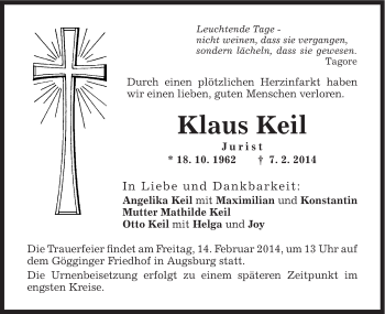 Traueranzeige von Klaus Keil von Schwäbische Post