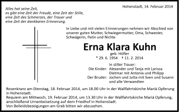 Traueranzeige von Erna Klara Kuhn von 020