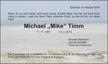 Traueranzeige von Michael Timm von Gmünder Tagespost