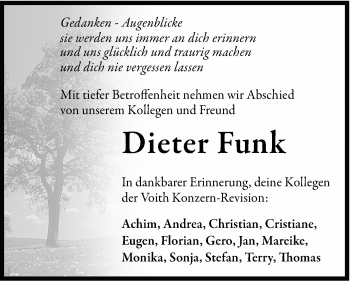 Traueranzeige von Dieter Funk von Gmünder Tagespost